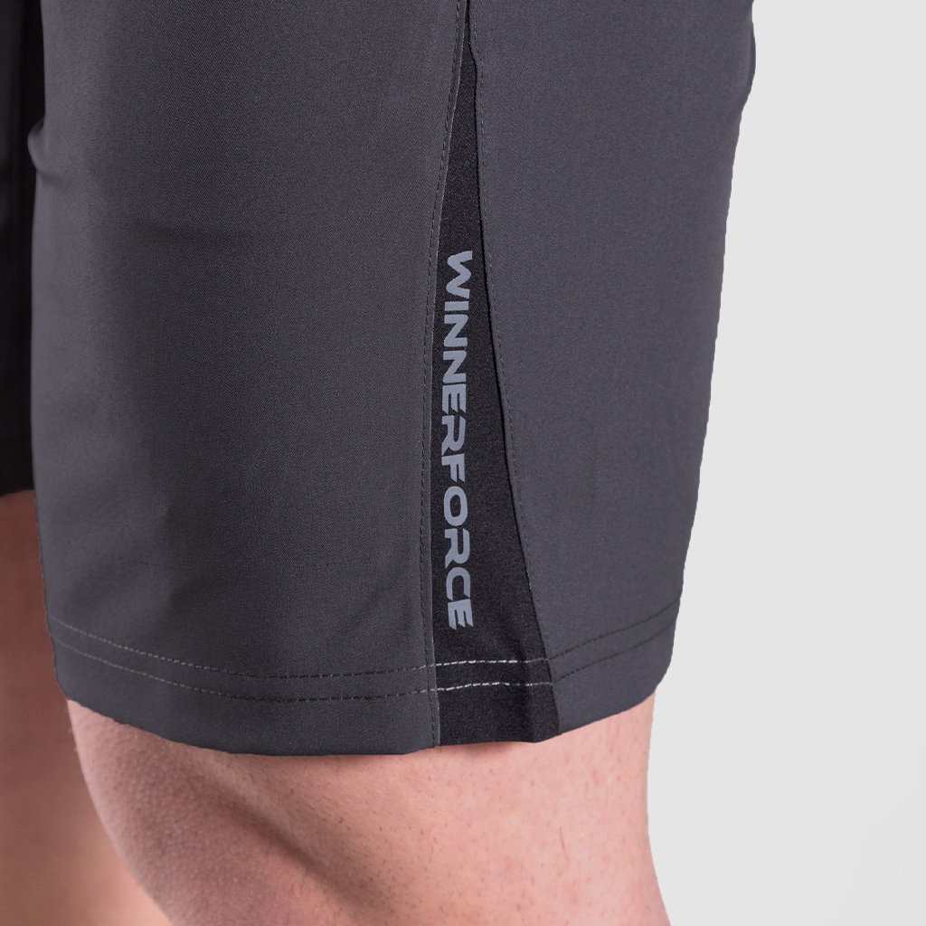 close up view or short mix two  black and grey color with logo