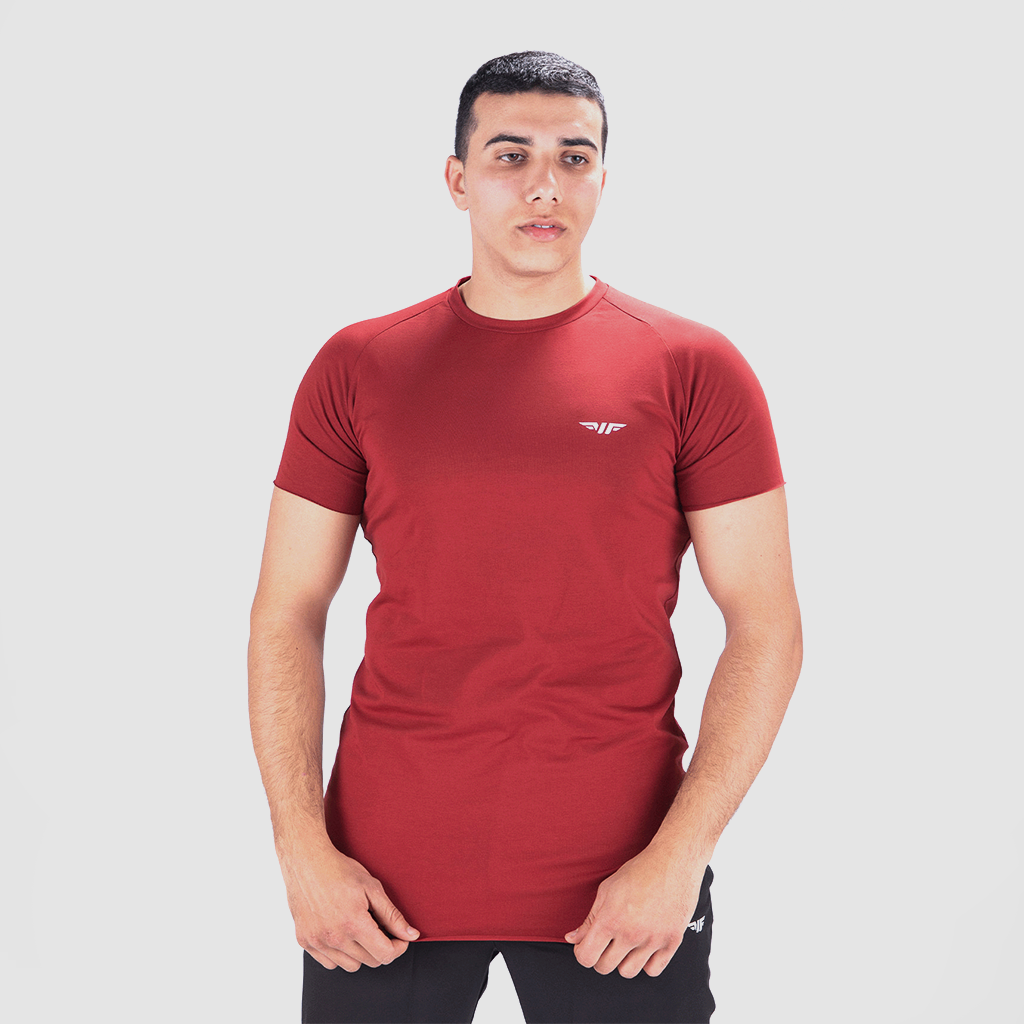 Dark red t shirt men clearance