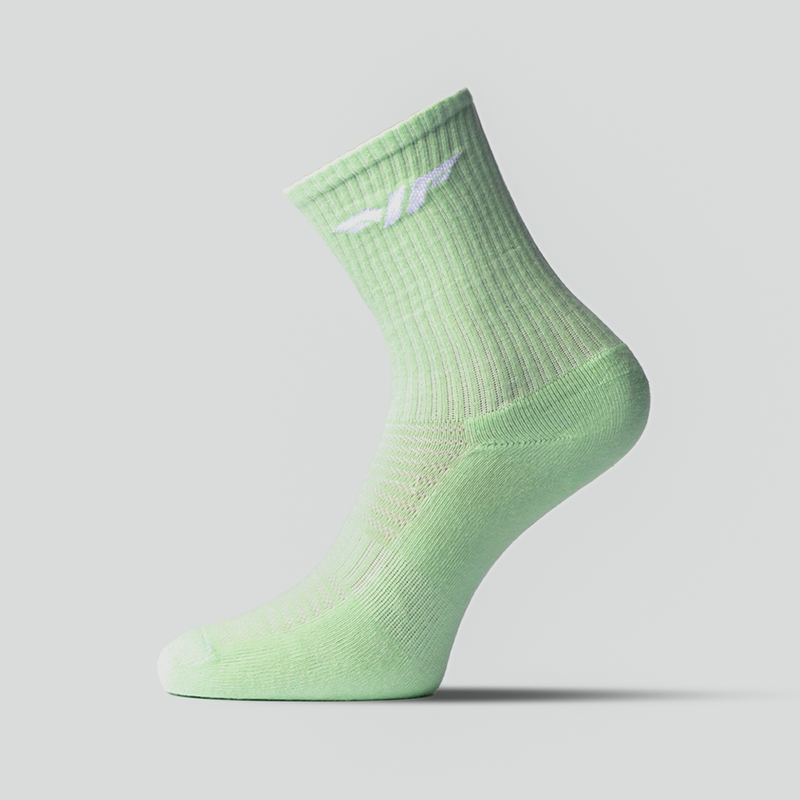one socks long green with logo white 
