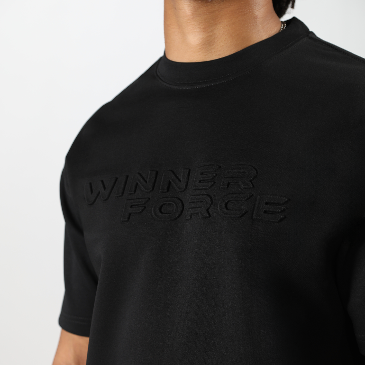 close up view for t-shirt  black with logo 