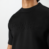 close up view for t-shirt  black with logo 