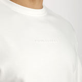 close up view for logo of t-shirt white 