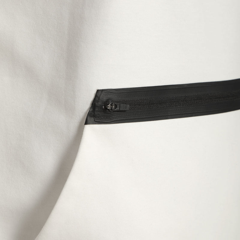 close up view for zipped of hoodie white 