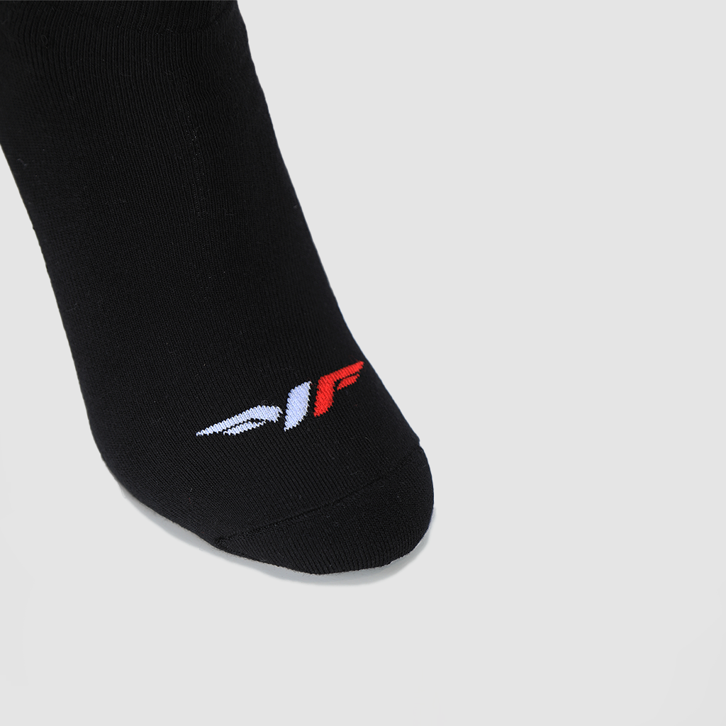 close up view for socks black with logo 