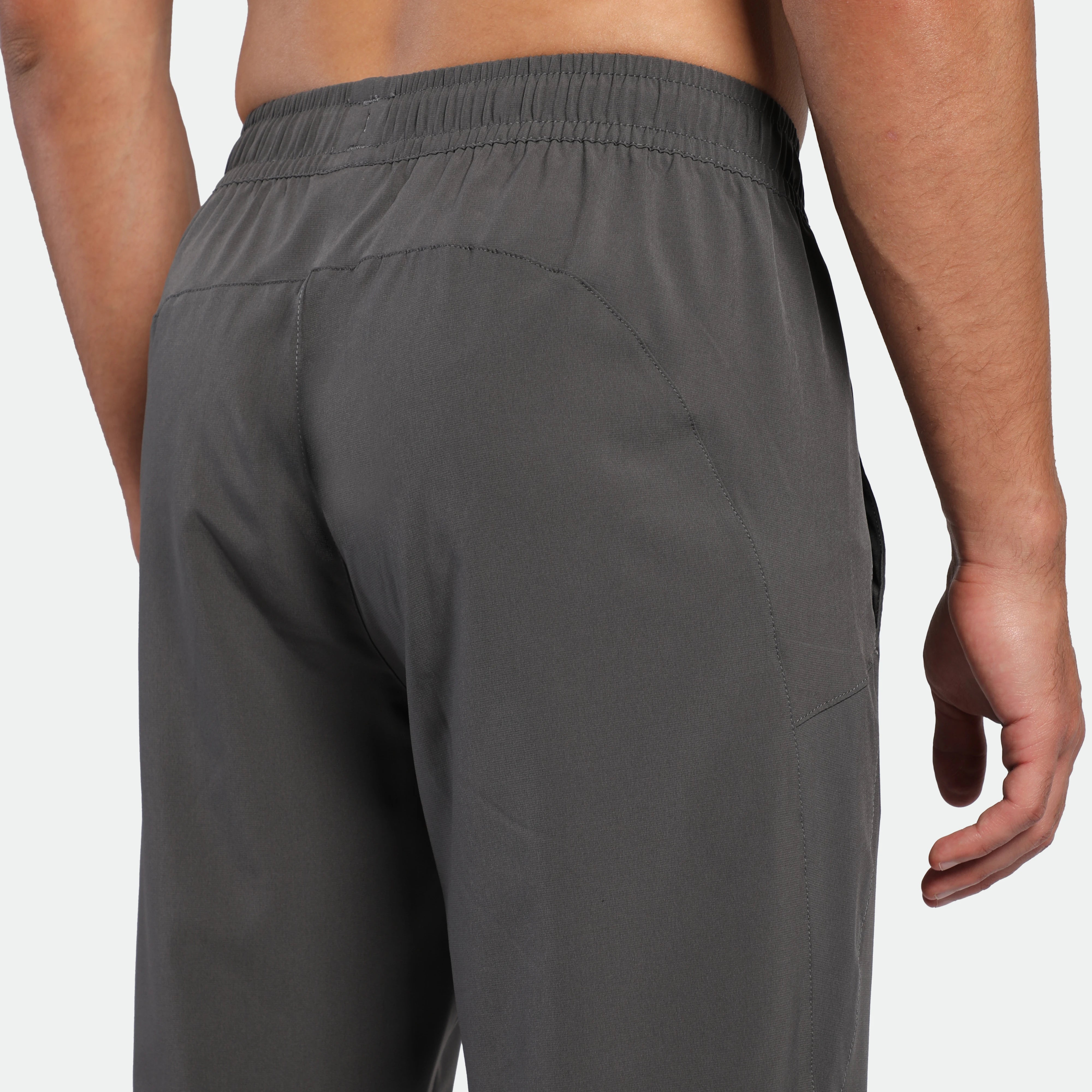 close up view for back view of man wearing pants poppy seed grey 
