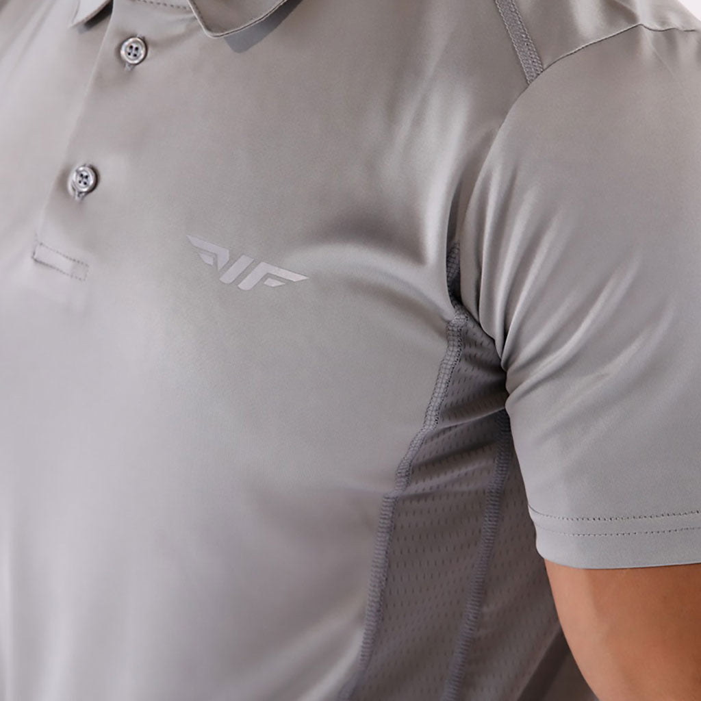 close up view for t-shirt light grey with logo 