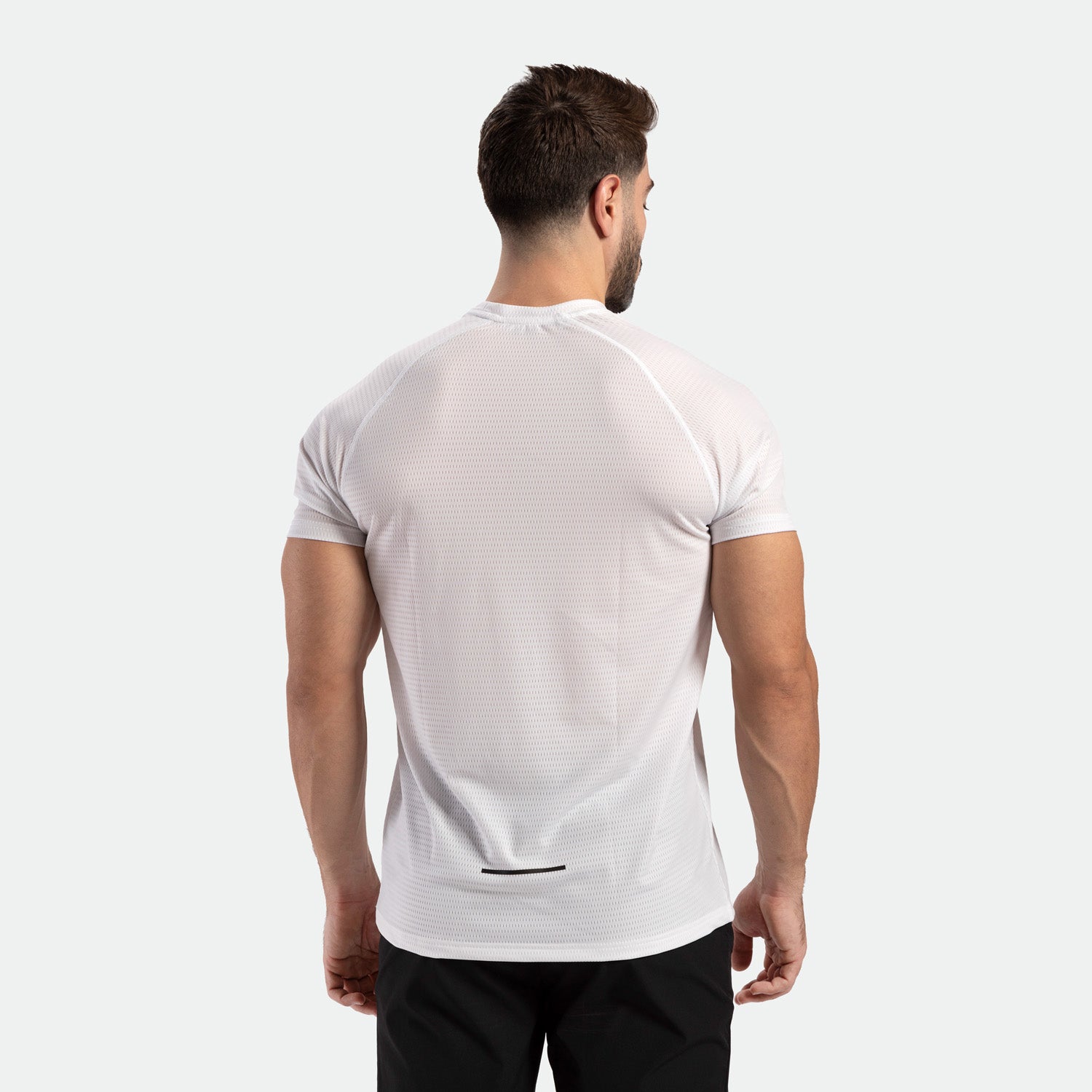 a back view for t-shirt white with pants black 