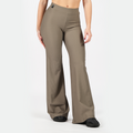 WOMEN-GO BEYOND RIBBED FLARE  PANTS (OLIVE-GREY)