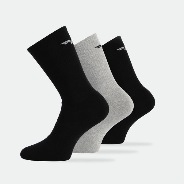 MEN-BACK-LOGO-CREW-SOCKS (BLACK,GREY)