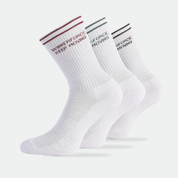 WOMEN-KEEP MOVING-CREW-SOCKS (WHITE)