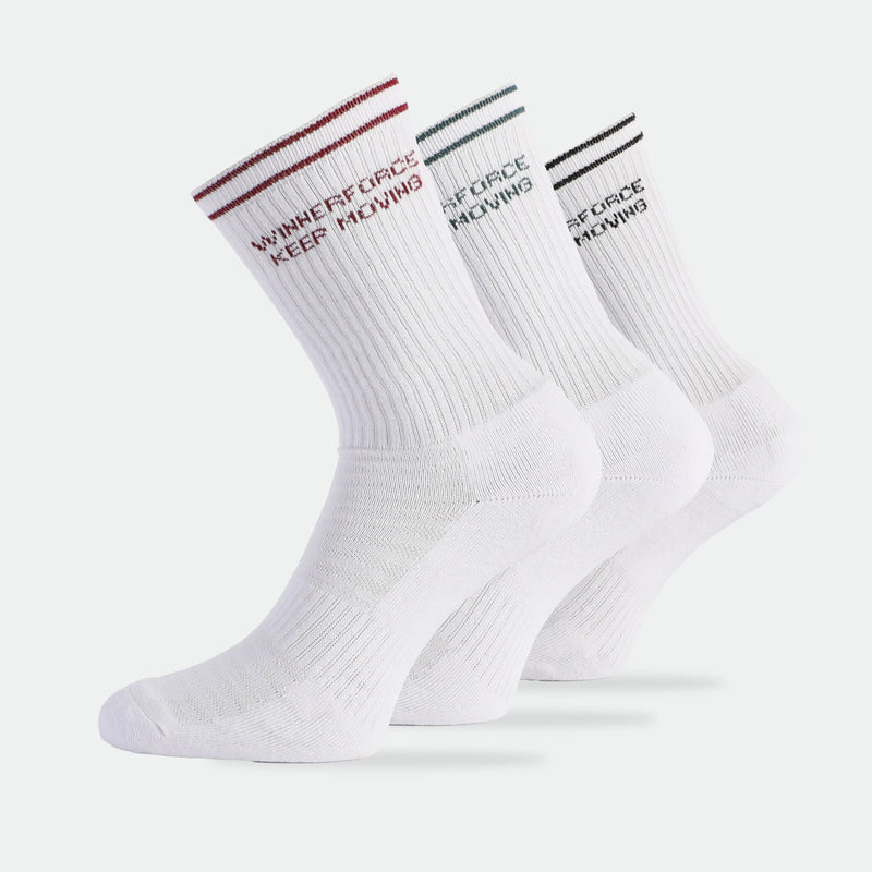 WOMEN-KEEP MOVING-CREW-SOCKS (WHITE)