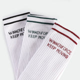 WOMEN-KEEP MOVING-CREW-SOCKS (WHITE)