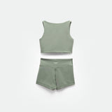 GIRL-ESSENTIAL-CROP TOP & SHORT-SET (CHINOIS-GREEN)