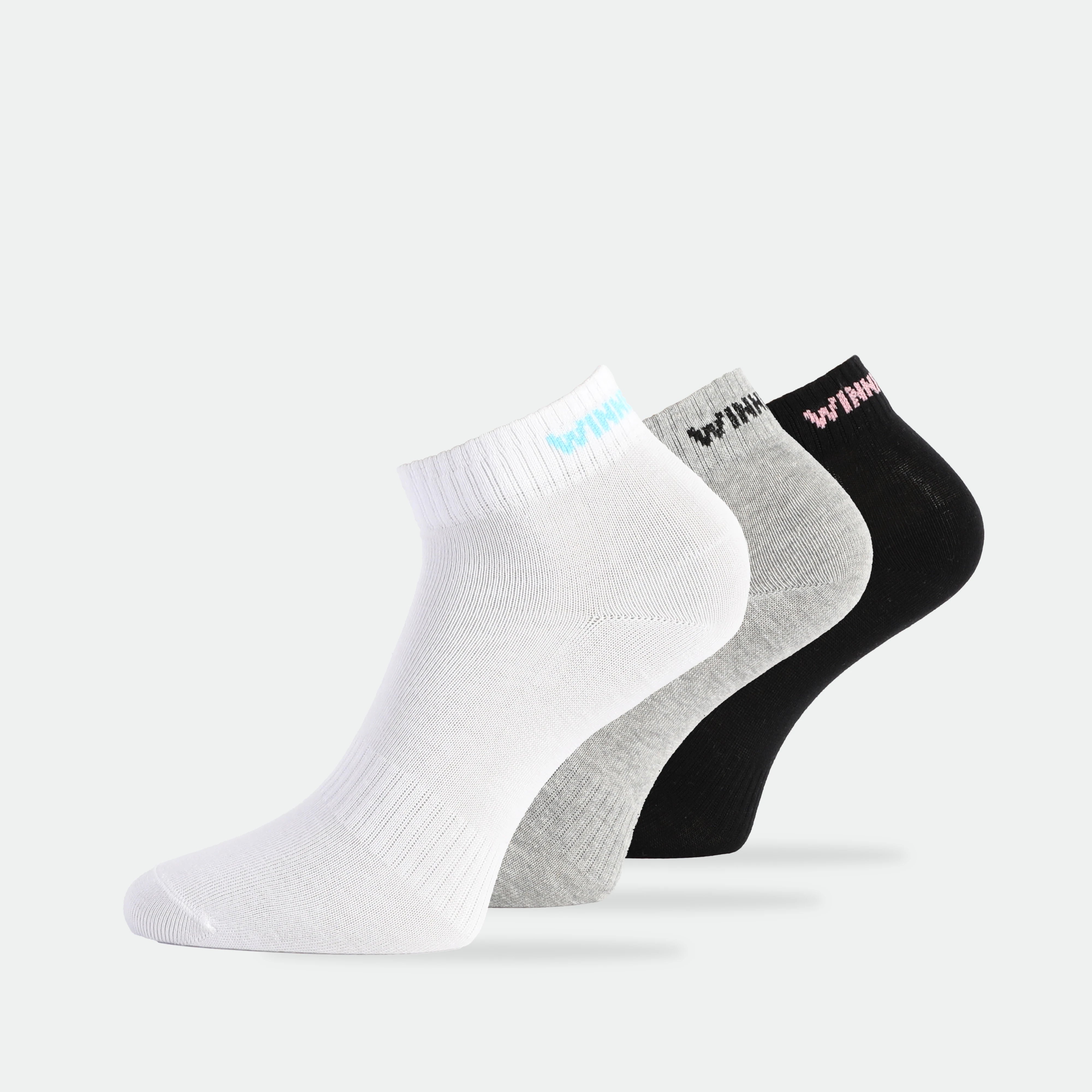WOMEN-RIBBED-CUFF-QUARTER-SOCKS (BLACK,GREY,WHITE)