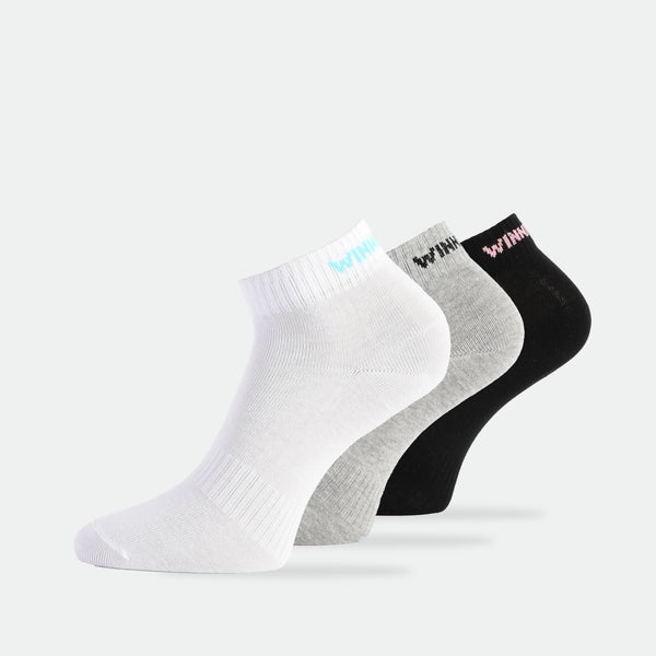 WOMEN-RIBBED-CUFF-QUARTER-SOCKS (BLACK,GREY,WHITE)