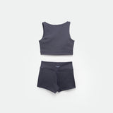 GIRL-ESSENTIAL-CROP TOP & SHORT-SET (PETROLI-BLUE)