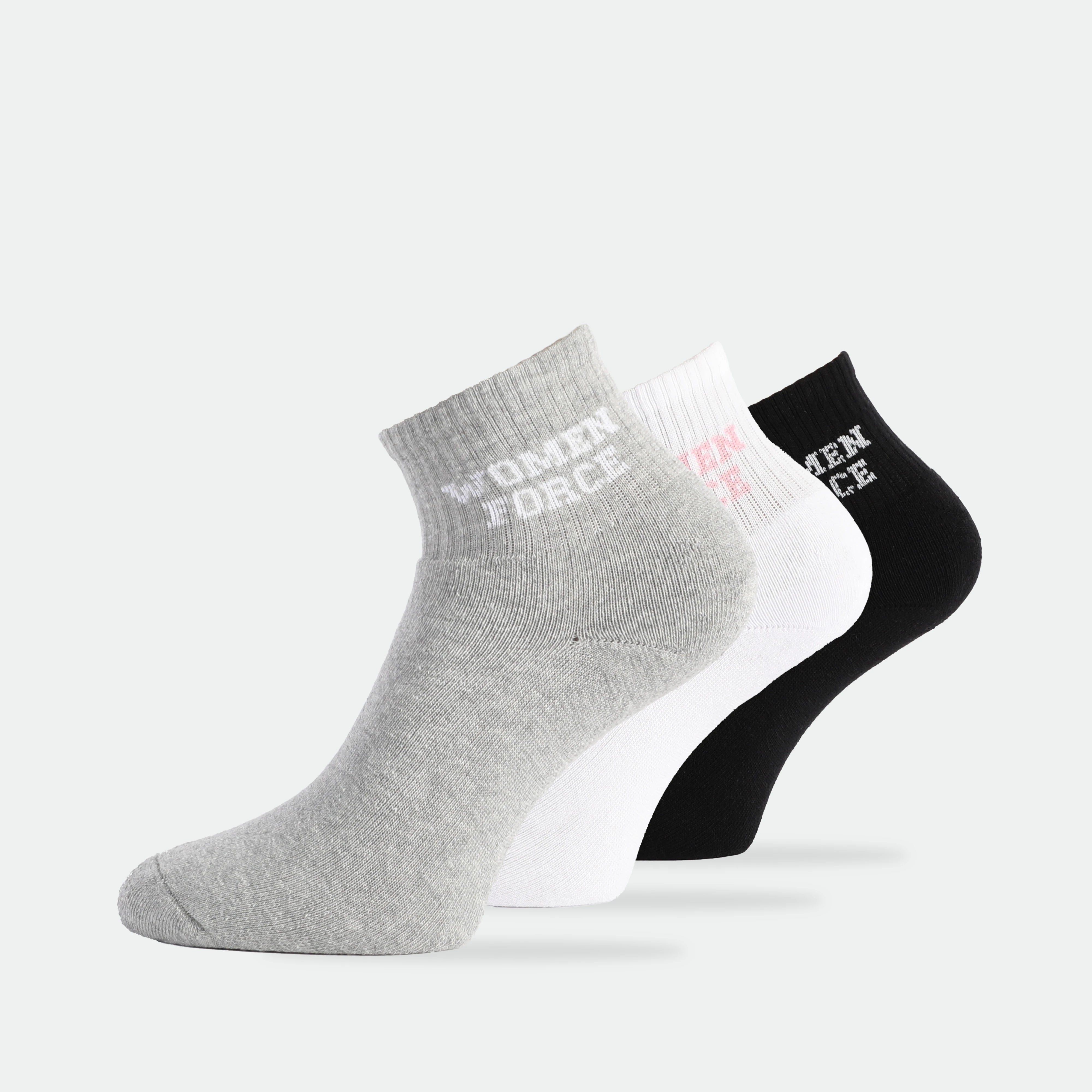 WOMEN-FORCE-QUARTER-SOCKS (BLACK,GREY,WHITE)