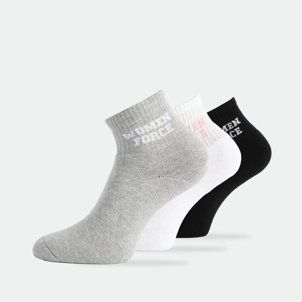 WOMEN-FORCE-QUARTER-SOCKS (BLACK,GREY,WHITE)