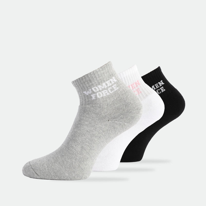 WOMEN-FORCE-QUARTER-SOCKS (BLACK,GREY,WHITE)