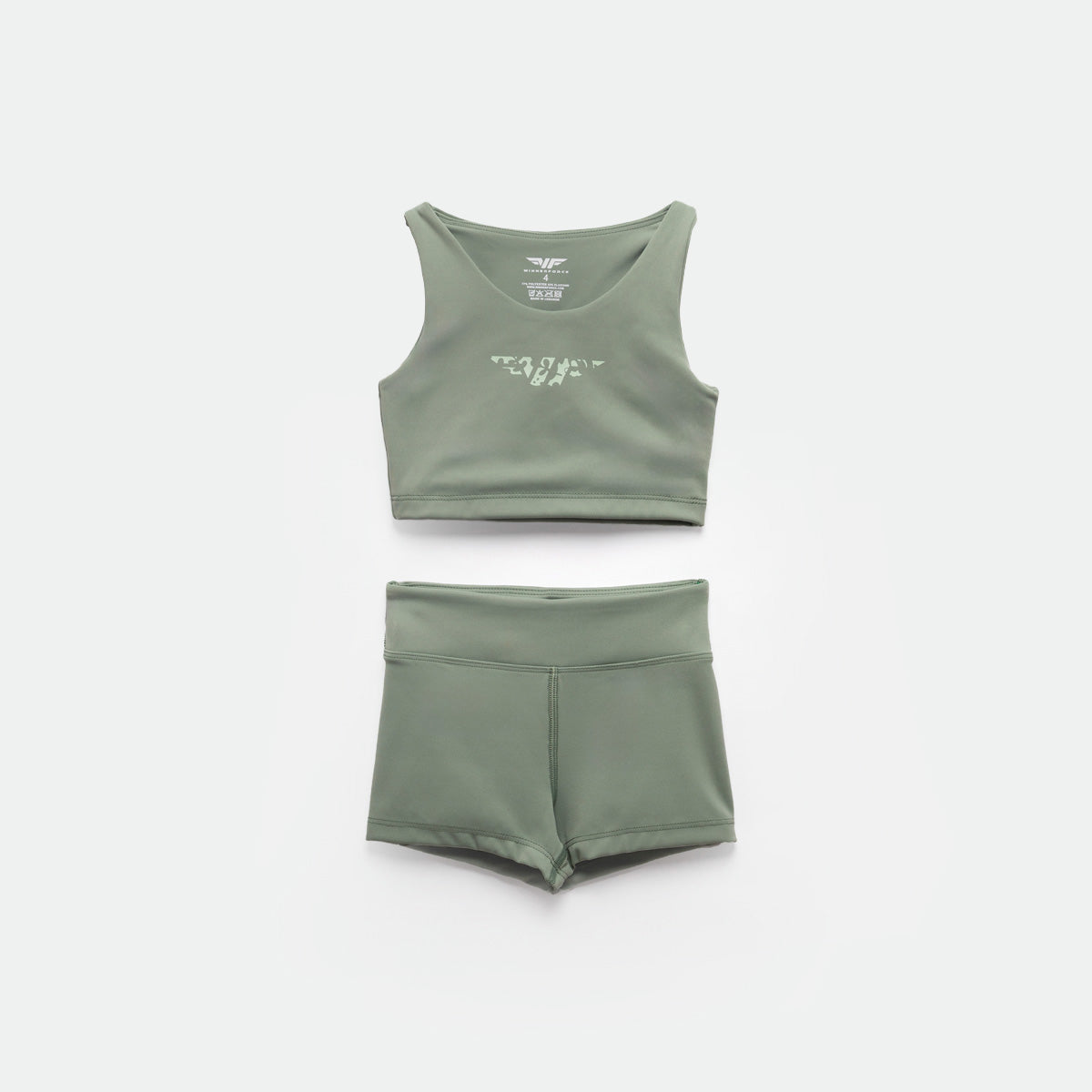 GIRL-ESSENTIAL-CROP TOP & SHORT-SET (CHINOIS-GREEN)