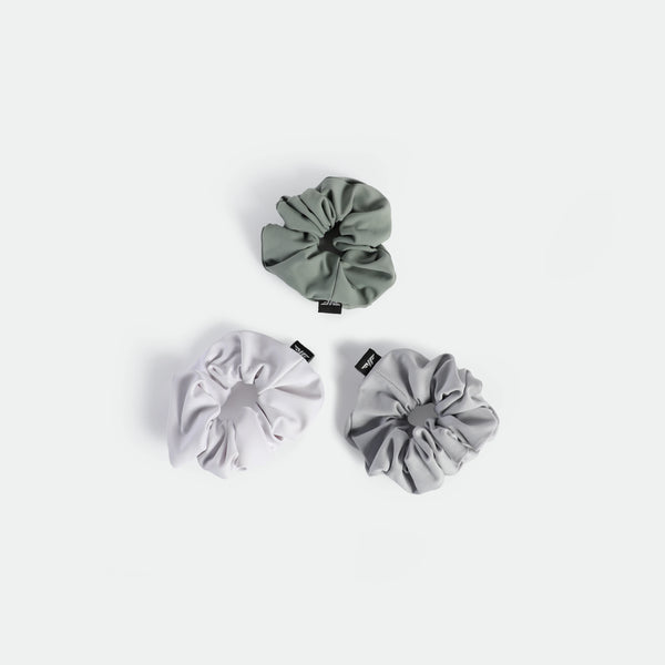 WOMEN-COCO-HAIRBOW-SCRUNCHIE (WHITE-LIGHT GREY-AVOCADO GREEN)