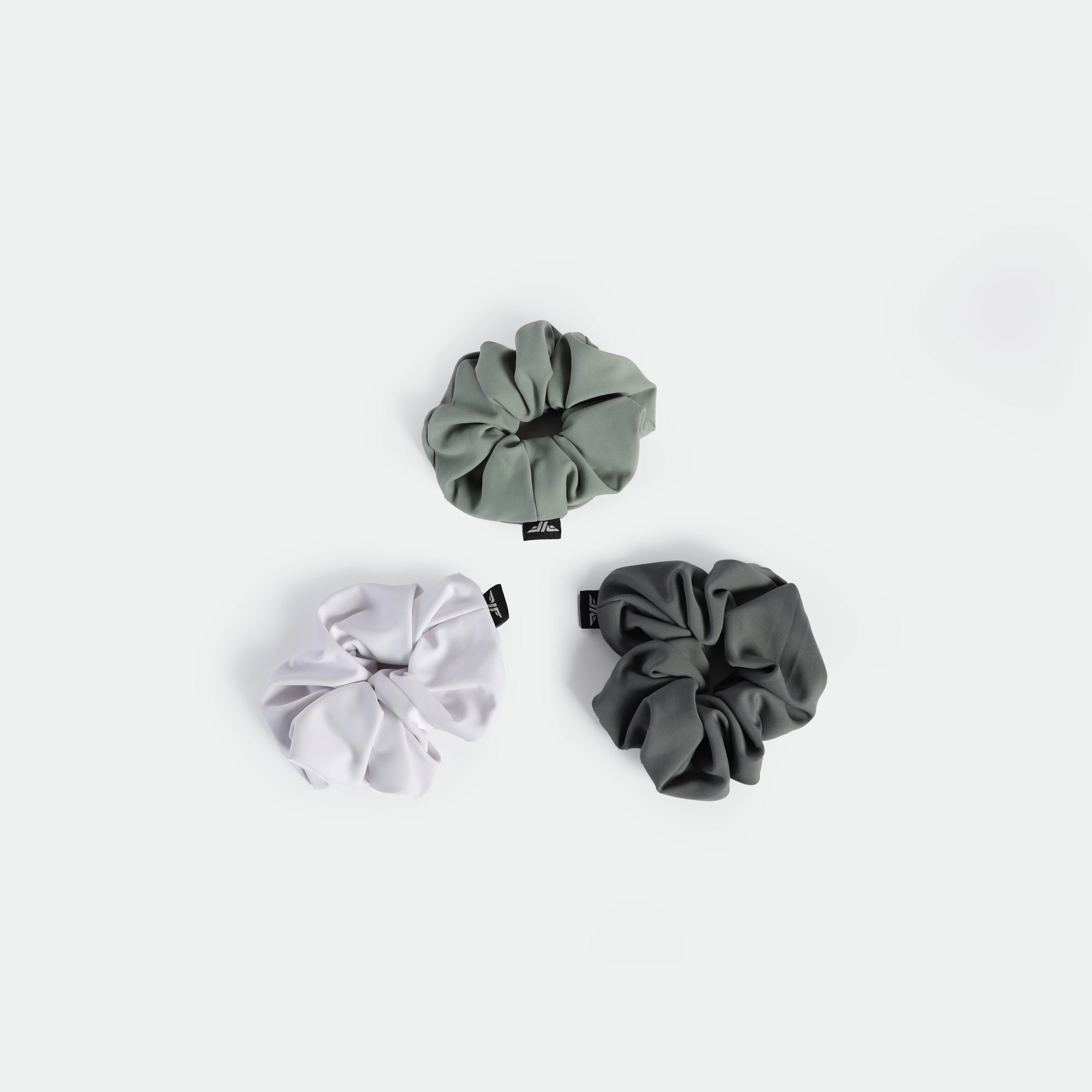 WOMEN-COCO-HAIRBOW-SCRUNCHIE (GREY-WHITE-CHINOIS GREEN)