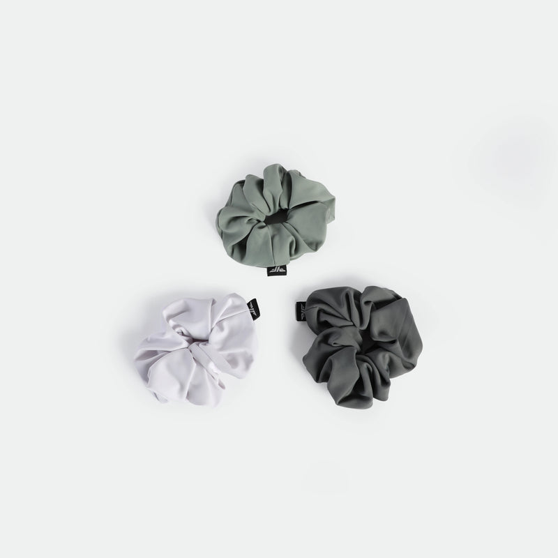WOMEN-COCO-HAIRBOW-SCRUNCHIE (GREY-WHITE-CHINOIS GREEN)