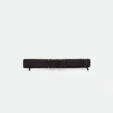A black utility belt with an adjustable buckle and two side straps, displayed on a plain white background.