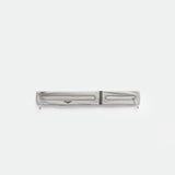 A PIGEON-GREY, rectangular zippered pouch with two parallel reflective strips and zipper pulls, displayed against a plain white background