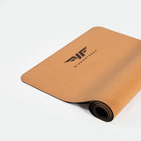 A fitness mat partially unrolled, showcasing a TOBACCO-BROWN surface with a black logo and "WINNERFORCE" 