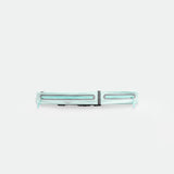 A EGGSHELL-BLUE, rectangular zippered pouch with two parallel reflective strips and zipper pulls, displayed against a plain white background