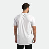 a back view for t-shirt white  with pants black 