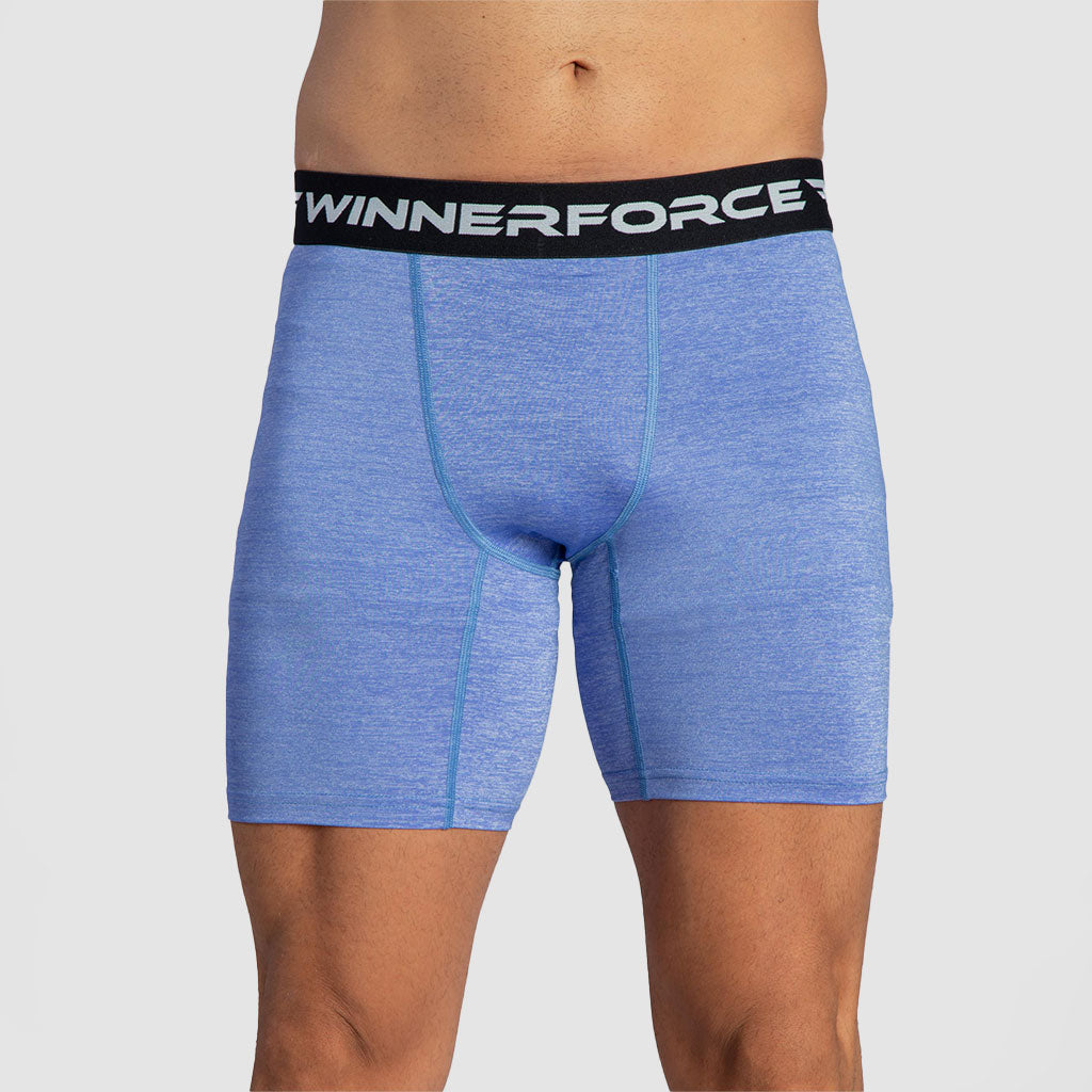 a fit man wearing short PERSIAN-BLUE