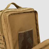 close up view for backpack Coyote open