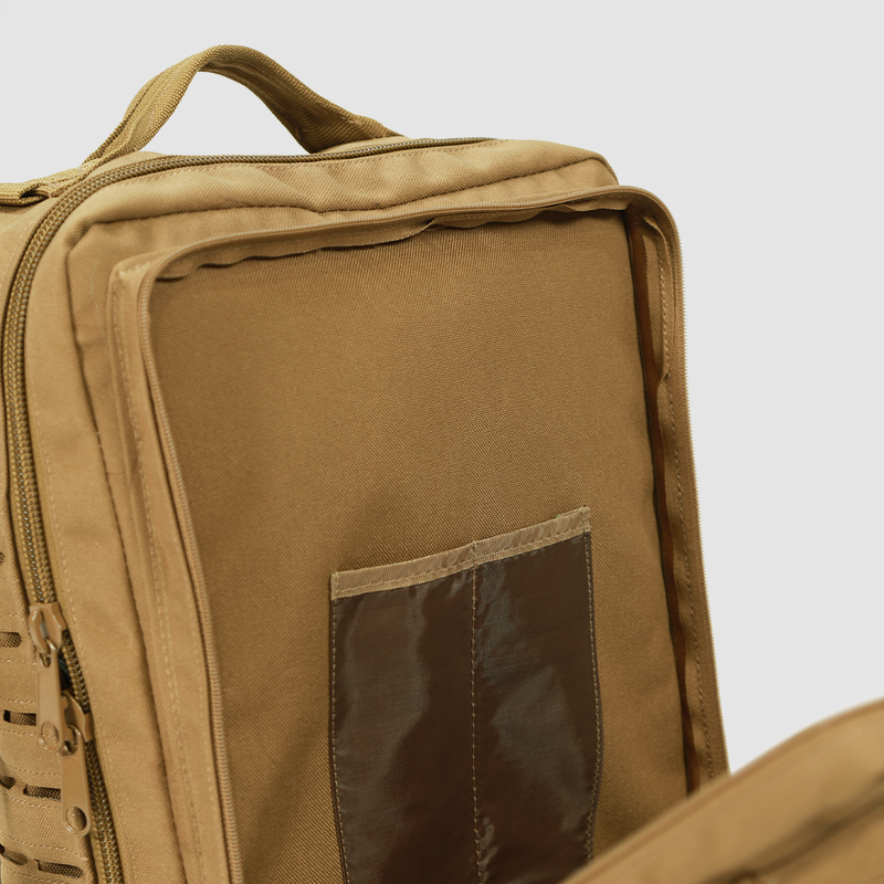 close up view for backpack Coyote open