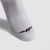 close up view for socks white with logo black 