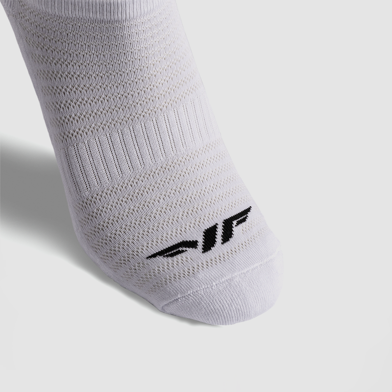 close up view for  socks white with logo black 