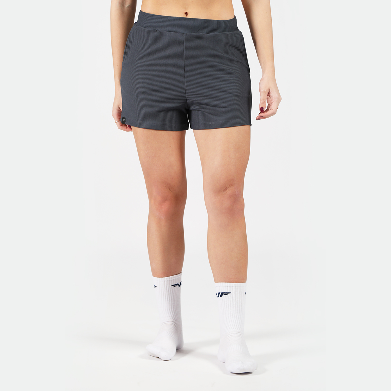 WOMEN-GO BEYOND RIBBED SHORTS (SEA-BLUE)