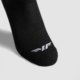 close up view for socks black with logo white 