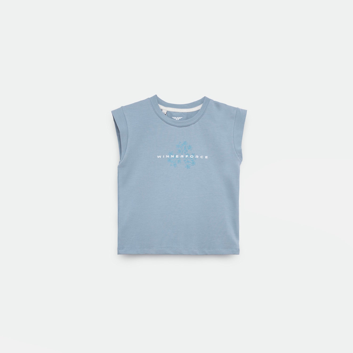 a t-shirt angle blue with logo 