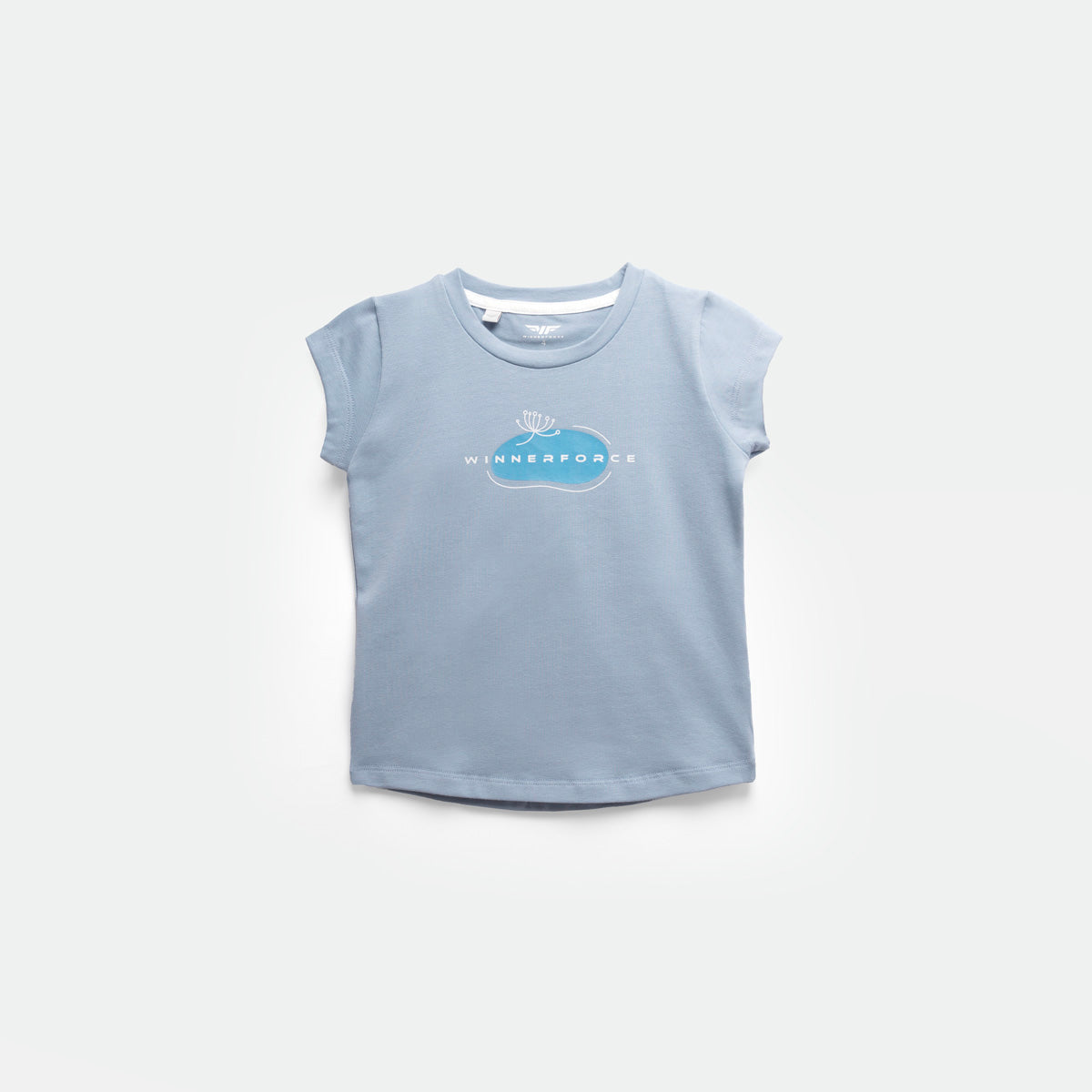 a t-shirt  angle blue with logo  