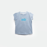 a t-shirt  angle blue with logo  