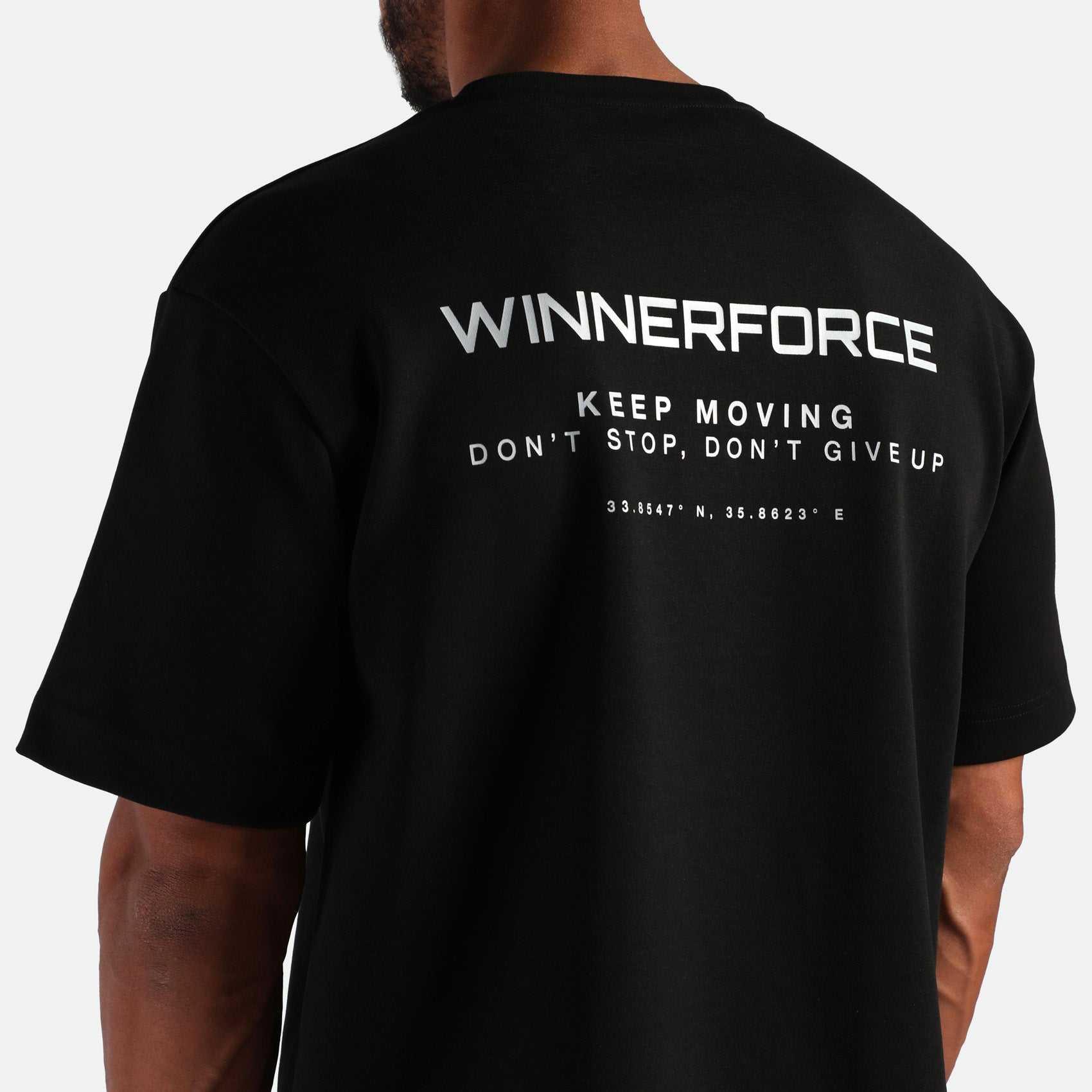 a back view for t-shirt  black with logo 