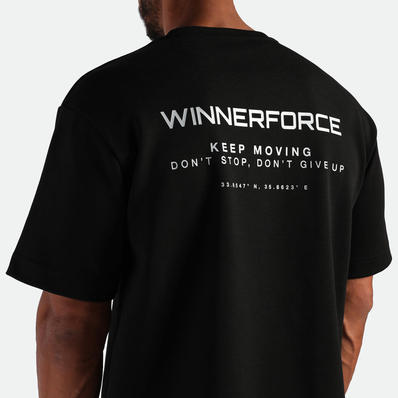 a back view for t-shirt  black with logo 