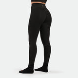 a back view for fit woman wearing legging black with socks black 