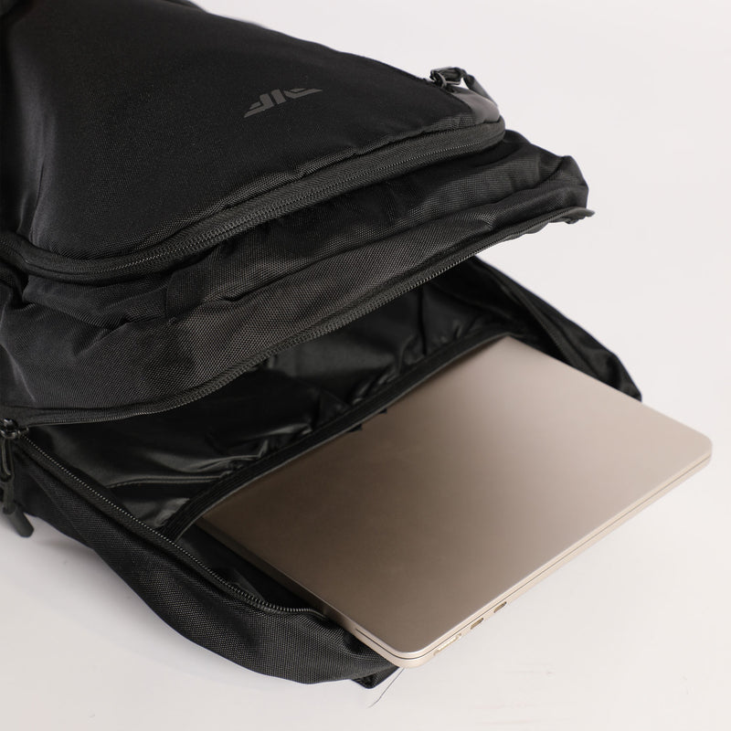 close up view for backpack black open 