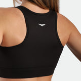 close up view for back view of woman wearing bra sports 