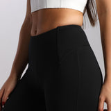 close up view for woman wearing bra white and legging  black 