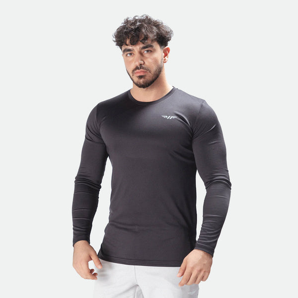 a fit man wearing t-shirt black with pants white 