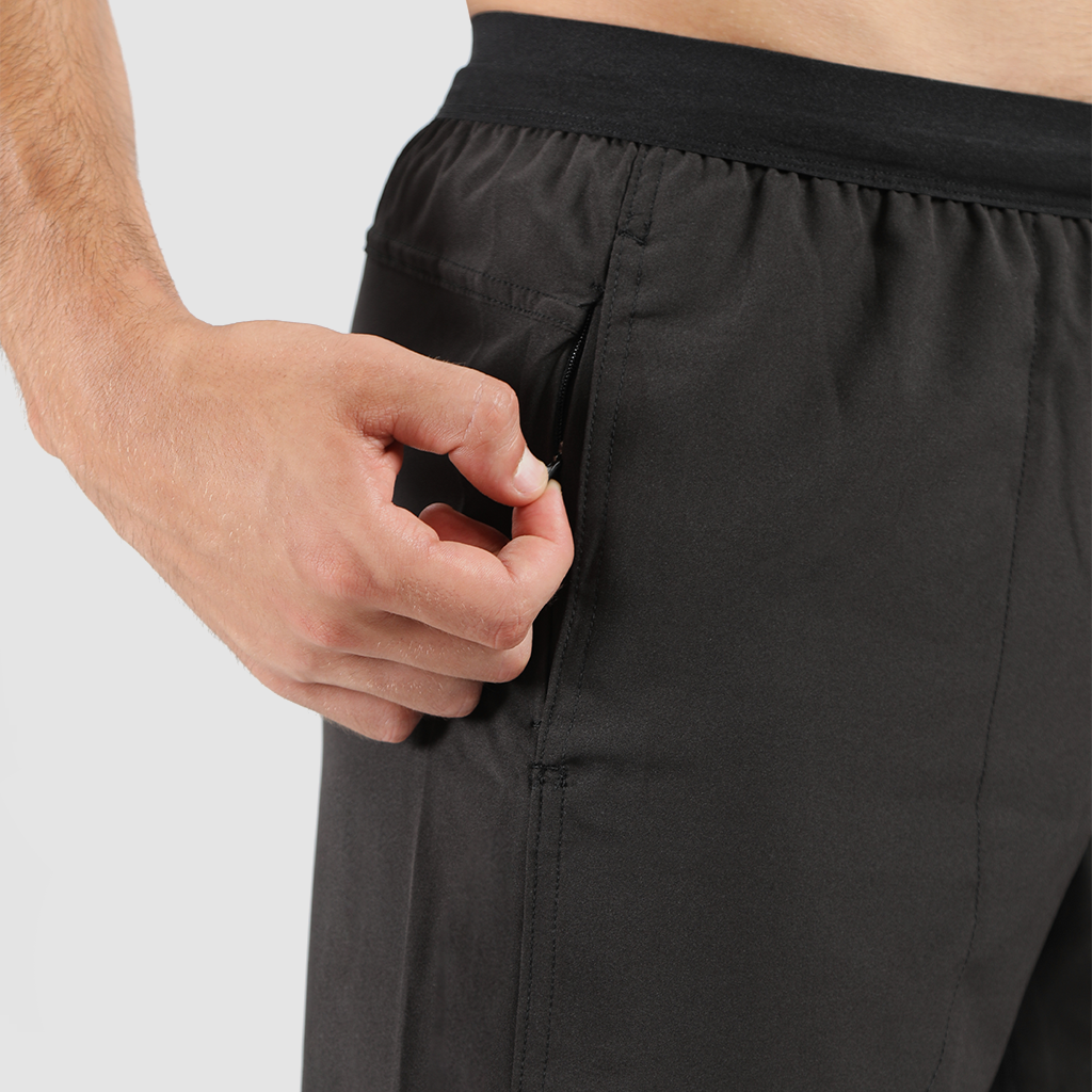 close up view for short black have zipper 